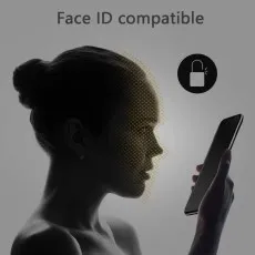 The text Face ID compatible at the top, clearly stating the key feature of the advertised product