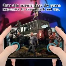 The text in the image says Ultra-thin material keeps the screen responsive to every touch and tap