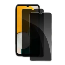 Two tempered glass protectors displayed in front of a Infinix Hot 12 Pro smartphone.