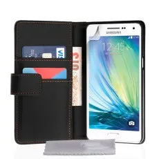 Samsung galaxy A5 Leather wallet case in black with multi card slots.