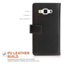 Samsung galaxy A5 Leather wallet case in black Strong Leather.
