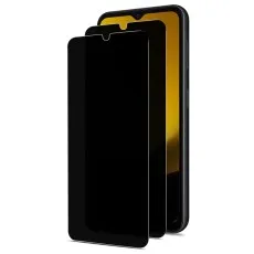 Tempered privacy glass for Infinix Hot 20i  highlighting black anti-peep design.