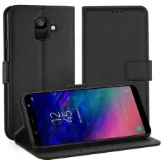 Samsung galaxy A6 2018 Leather wallet case in black
