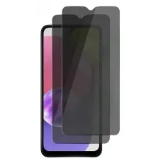 Anti-spy tempered glass screen protector partially applied to an Infinix Smart 5.