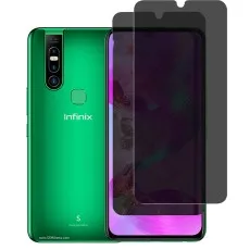 Infinix S5 Pro with a privacy screen blacked-out from the sides, clear front view..