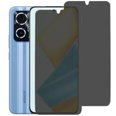 Honor 90 Lite with 2 privacy screen protector partially applied, with two spares beside it