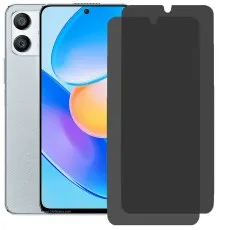 Honor Play 6T Pro with privacy screen protector partially applied, and a spare one beside it.