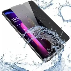 Water splashing on an LG K50s with a screen protector