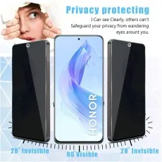 Honor X30i with privacy screen, visible at 90°, invisible at 28° angles.