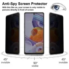 LG W31 anti-spy screen visible at 90°, invisible at 45°