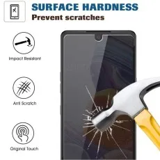 Hammer cracking a scratch-proof smartphone screen protector
