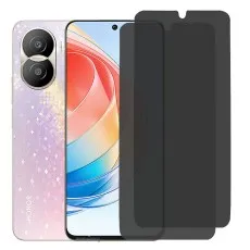 Honor Play X40i with privacy screen partially applied, two spares beside it.