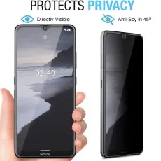 Nokia phone with a privacy screen clear view straight on, dark at an angle