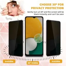 Smartphone screen visible at 30 degrees, blacked out at other angles.