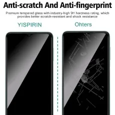 Tempered glass screen protector on Motorola Moto E7 resisting scratches and fingerprints effectively.