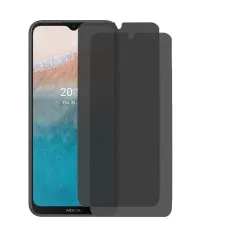 Nokia C21 Plus with two dark privacy screen protectors