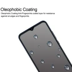 Oleophobic coating on a screen protector for Motorola Moto E7 Power.