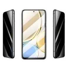 Three views of a phone front view showing the display, and side views showing a darkened screen.