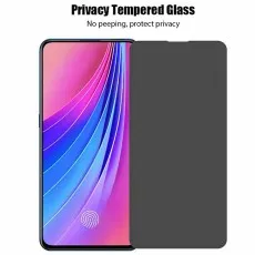 privacy tempered glass partially applied, one spare beside it. No peeping, protect privacy.