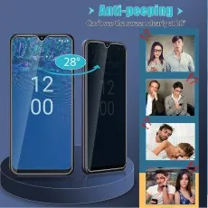 Nokia C32 anti-peeping screen clear front, dark at 28°