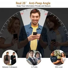 Phone privacy screen prevents others from seeing display.