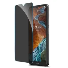 Nokia phone showing lock screen next to a dark privacy screen