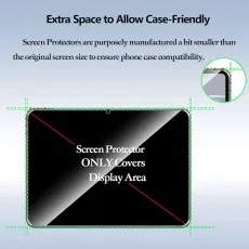 Screen protector designed with extra edge space for case compatibility, covering only the display area of Oppo Pad 2