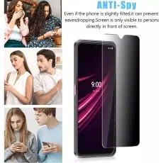 Demonstrating anti-peeping technology for Motorola Moto G8 Power Lite screen protector in public transport.