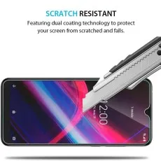 Utility knife scratching a Oppo A8 phone screen protector