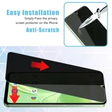 Privacy screen protector being applied to a Oppo phone. Anti-scratch