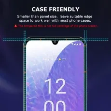 Realme C15 Case-friendly tempered glass leaves space for a perfect phone case fit.