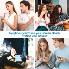 Privacy screen examples people unable to see others' phone screens clearly