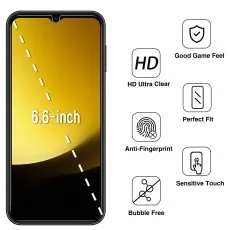 Realme C15 Qualcomm Edition screen protection highlights HD clarity, perfect fit, bubble-free application.
