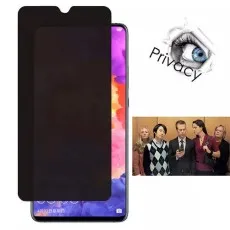Privacy screen protector for a smartphone, obscuring the view