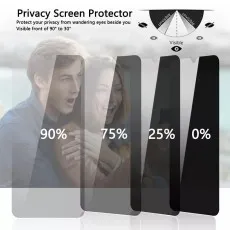 Privacy screen protectors visibility decreases from 90% to 0% at wider angles