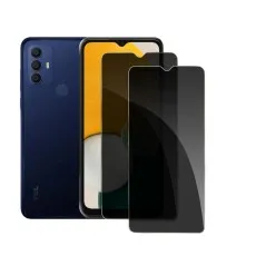 Two tempered glass protectors displayed in front of a TCL 30E.