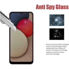 Anti-spy glass on a Samsung Galaxy A03, demonstrating screen protection and durability