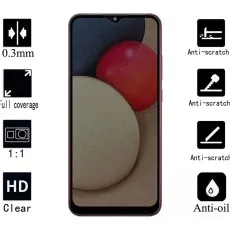 Samsung Galaxy A03 with screen protector features 0.3mm, full coverage, HD clear, anti-scratch, anti-oil
