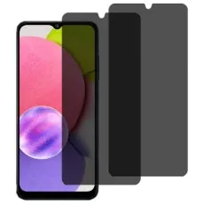 Two anti-spy tempered glass screen protectors for Samsung A03s, black