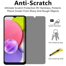 Anti-scratch 9H hardness screen protector for Samsung A03s, protects from keys ,knives