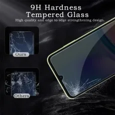 Tempered glass screen protector showing 9H hardness