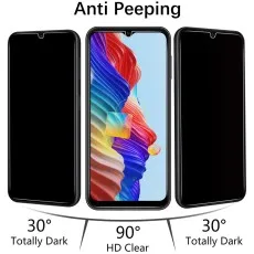 Anti Peeping phone screen protectors, showing a clear view at 90 degrees and dark at 30 degrees