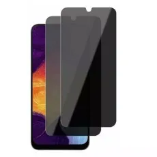 Samsung Galaxy A20S phone with two privacy screen protectors
