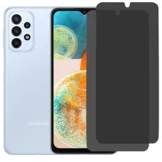 Samsung Galaxy A23 5G phone with two privacy screen protectors