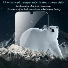 Clear screen protector with AR enhanced transparency, showing a polar bear