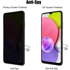 Anti-spy vs. HD screen protector for Samsung Galaxy F04, showing 30° privacy angle