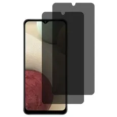 Samsung Galaxy M02 phone with two privacy screen protectors