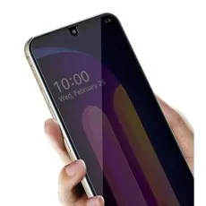 Hand holding dark privacy-protected phone for Vivo Y20.