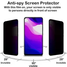 Three Xiaomi Mi 10 Lite phones demonstrating privacy screen protector angles