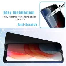 Anti-scratch privacy screen being applied to a smartphone For Vivo Y31S 5G.